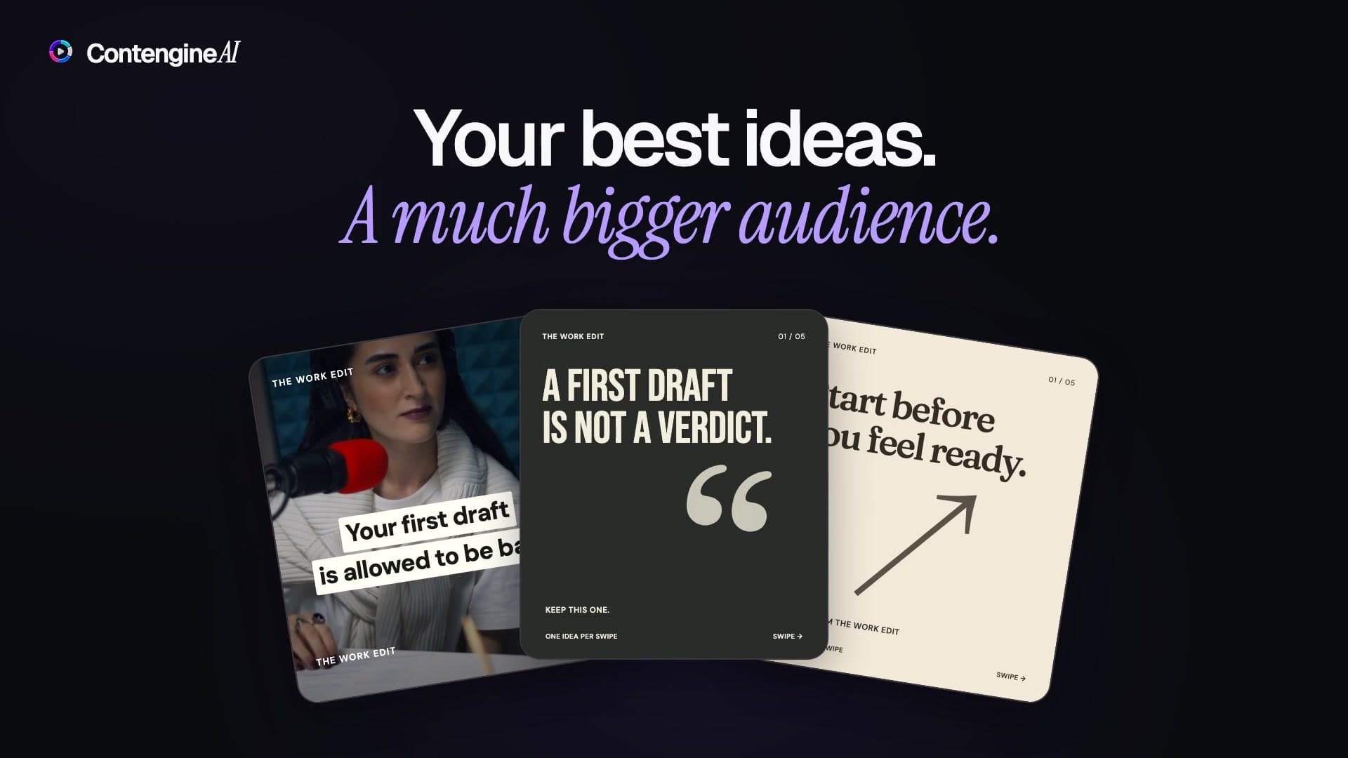 Three example short-form posts made for a creator