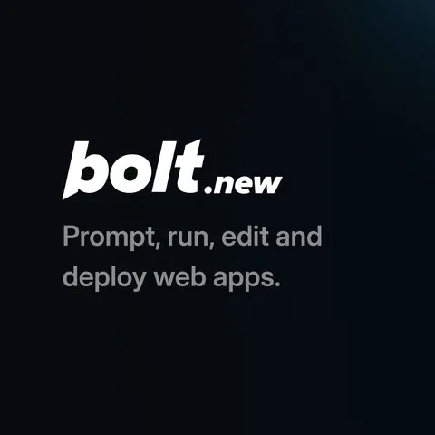 bolt.new short-form post: the bolt.new logo and the line Prompt, run, edit and deploy web apps on a dark background.